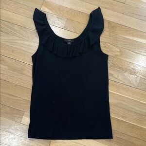 J. Crew Black Ruffle Tank Top